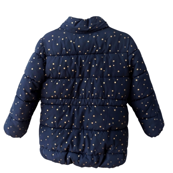 H&M Girls Navy Puffer Jacket With Gold Stars Size 4-5 - Picture 2 of 6